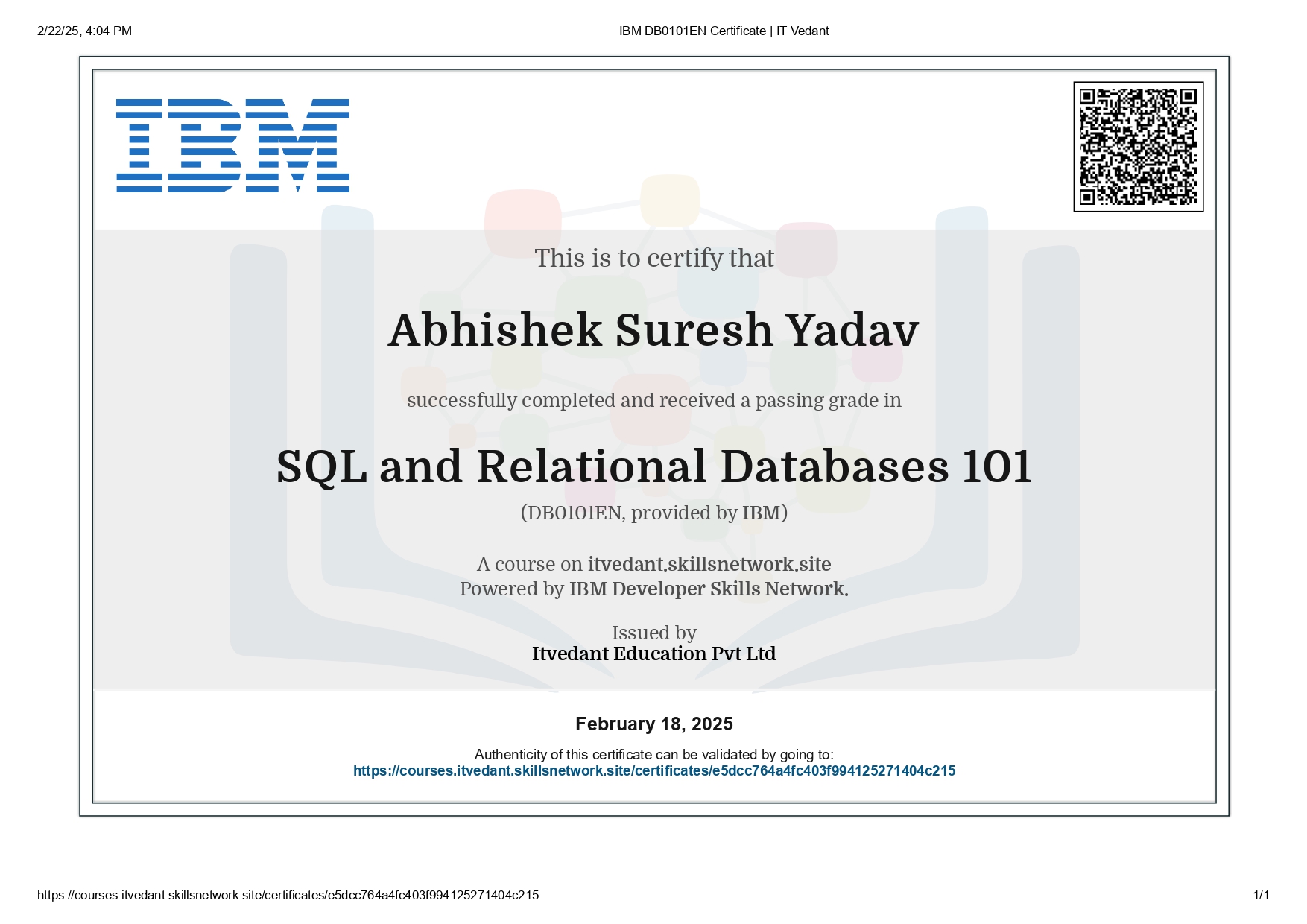 IBM SQL and Relational Databases